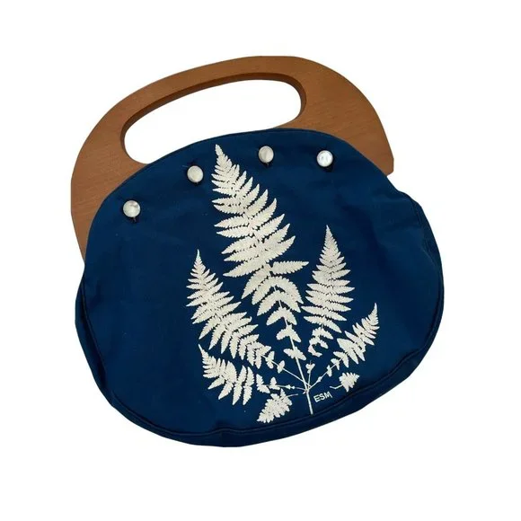 Vintage 1970s Preppy Bermuda Bag Reversible Covers Black Velvet Strawberry Print - Picture 6 of 9